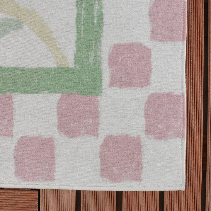 Buitenvloerkleed - Oasis Leaves Roze/Groen