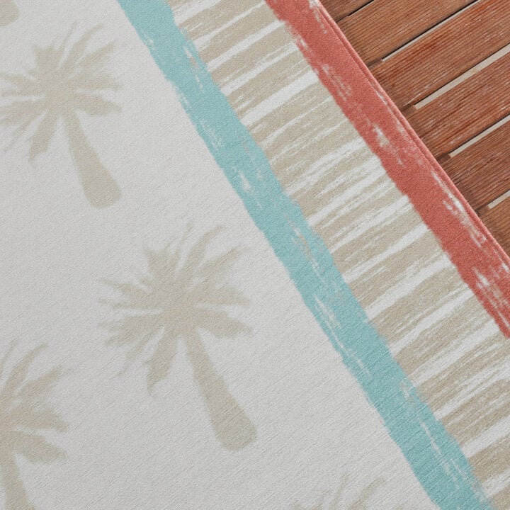 Buitenvloerkleed - Oasis Palm Blauw/Rood
