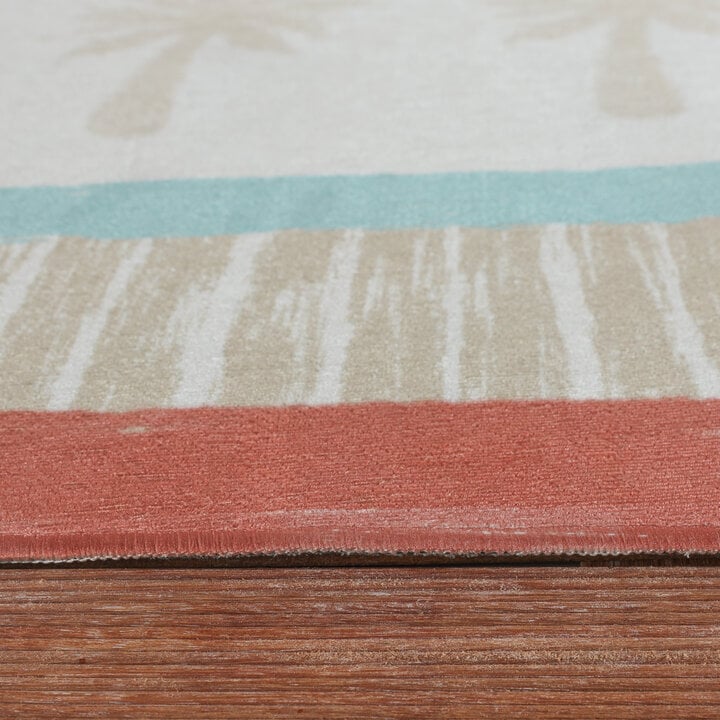 Buitenvloerkleed - Oasis Palm Blauw/Rood