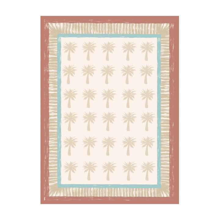 Buitenvloerkleed - Oasis Palm Blauw/Rood