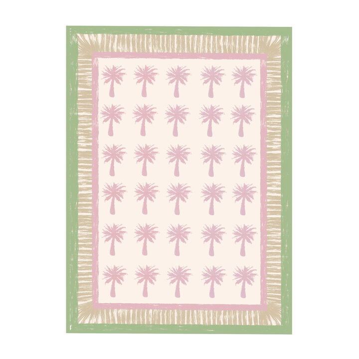 Buitenvloerkleed - Oasis Palm Roze/Groen