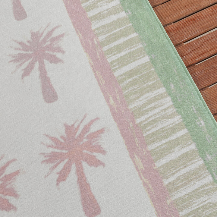 Buitenvloerkleed - Oasis Palm Roze/Groen