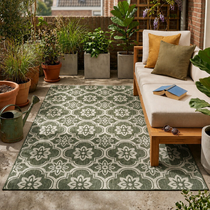 Buitenkleed - Rio Flower Groen 