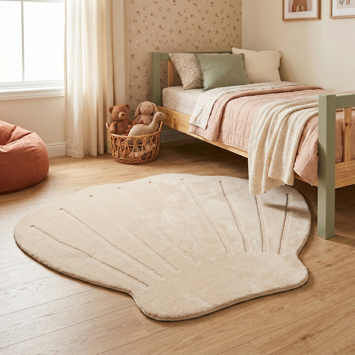 Wasbaar kindervloerkleed - Coco Schelp Beige