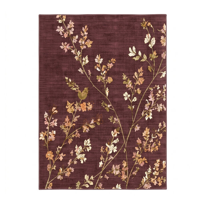Wasbaar vloerkleed - Misty Floral Bruin