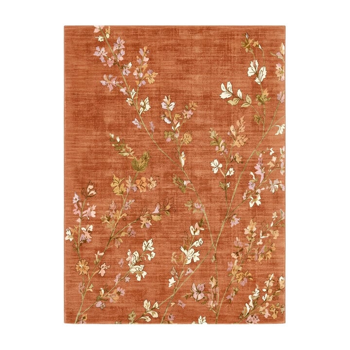 Wasbaar vloerkleed - Misty Floral Terracotta