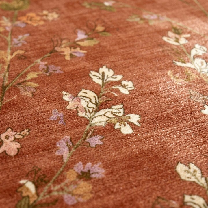Wasbaar vloerkleed - Misty Floral Terracotta