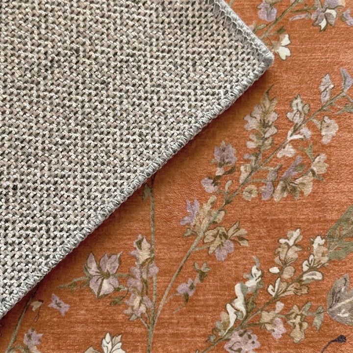 Wasbaar vloerkleed - Misty Floral Terracotta