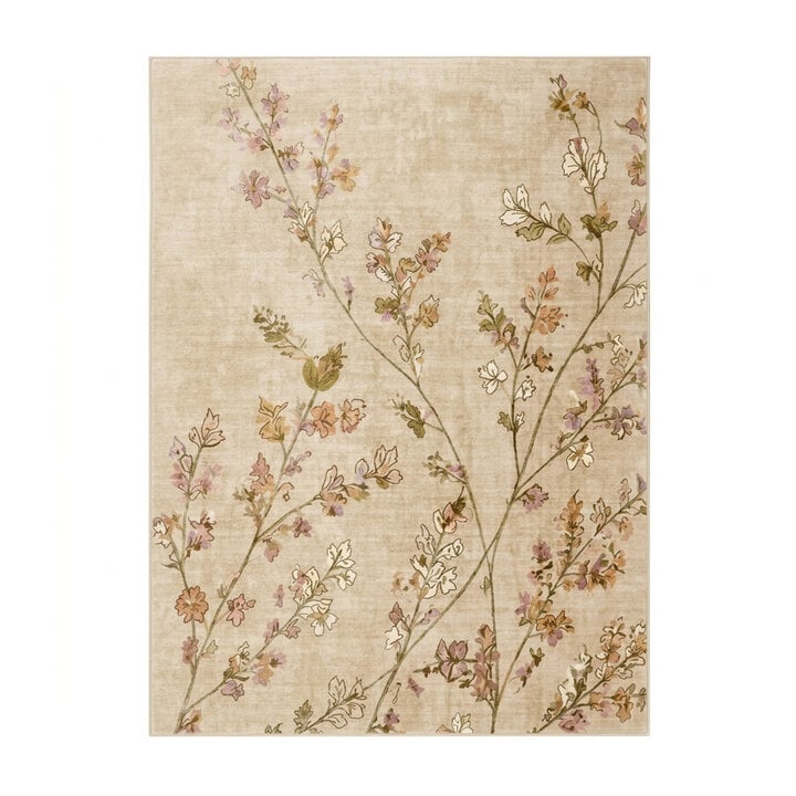 Wasbaar vloerkleed - Misty Floral Creme