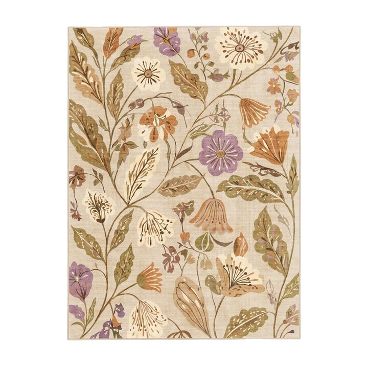 Wasbaar vloerkleed - Misty Flowers Creme