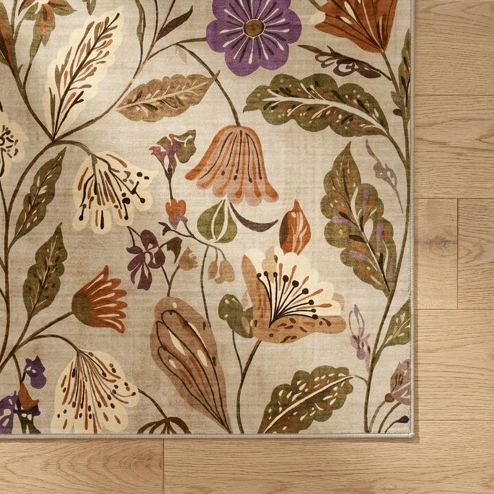 Wasbaar vloerkleed - Misty Flowers Creme