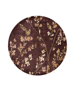 Rond wasbaar vloerkleed - Misty Floral Bruin