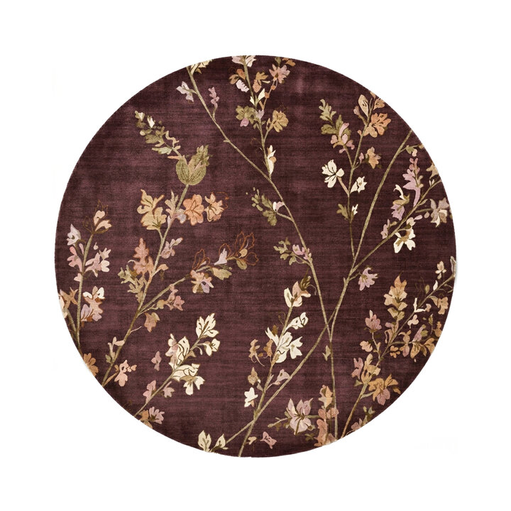 Rond wasbaar vloerkleed - Misty Floral Bruin