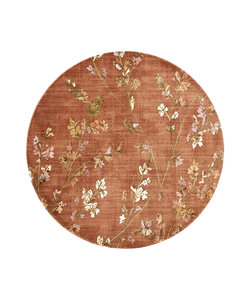 Rond wasbaar vloerkleed - Misty Floral Terracotta