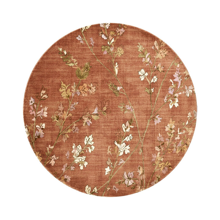 Rond wasbaar vloerkleed - Misty Floral Terracotta