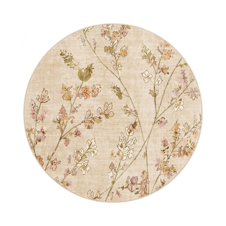 Rond wasbaar vloerkleed - Misty Floral Creme