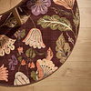 Rond wasbaar vloerkleed - Misty Flowers Bruin - thumbnail 3