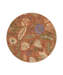 Rond wasbaar vloerkleed - Misty Flowers Terracotta