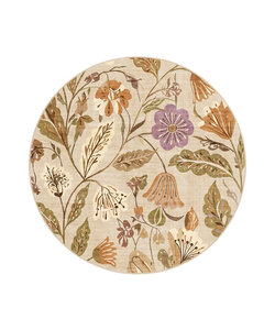 Rond wasbaar vloerkleed - Misty Flowers Creme