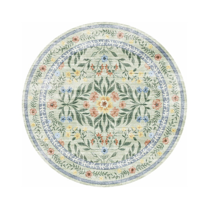 Rond vintage buitenkleed - Luana Donkergroen