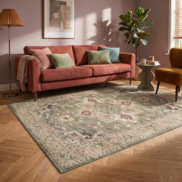 Vintage vloerkleed - Sage Medallion Groen