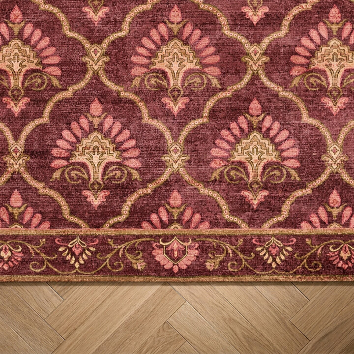 Vintage vloerkleed - Sage Grid Rood