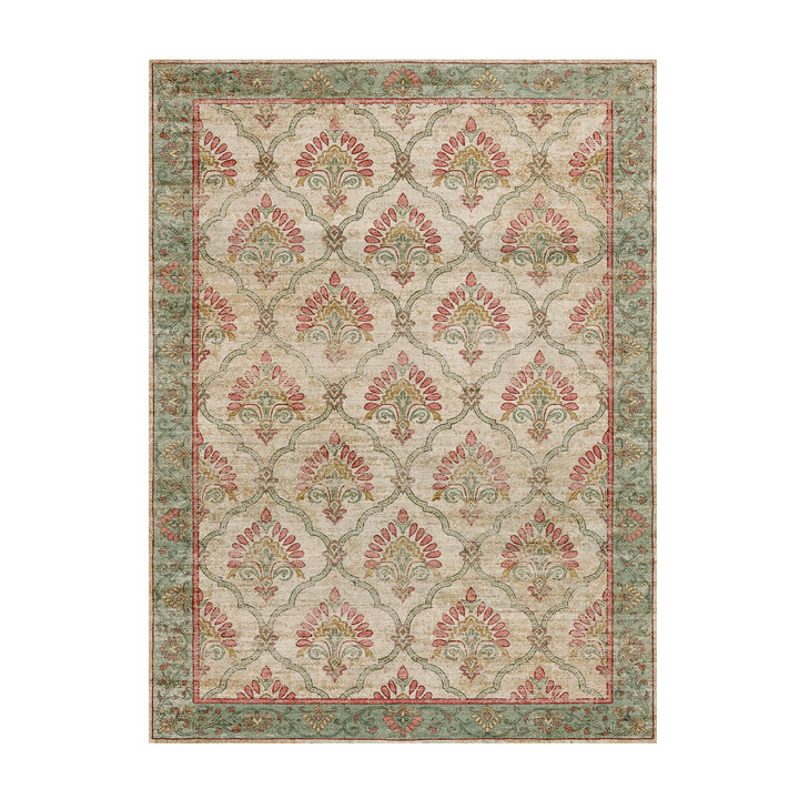 Vintage vloerkleed - Sage Grid Groen