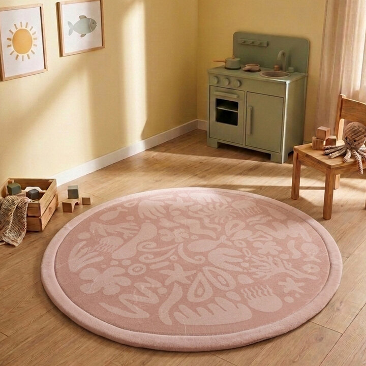 Rond wasbaar speelkleed - Flo Roze