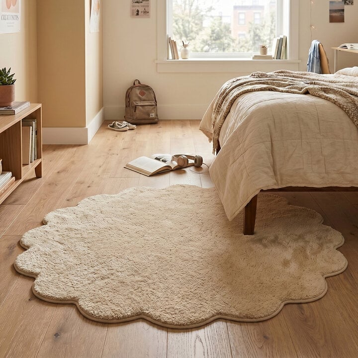 Rond wasbaar vloerkleed - Puck Beige
