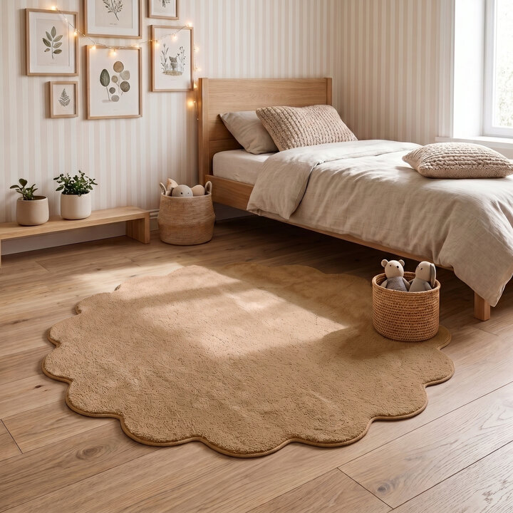 Rond wasbaar vloerkleed - Puck Bruin