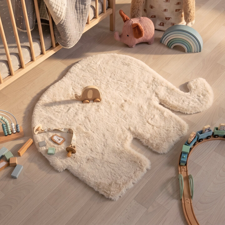 Kindervloerkleed - Huggy Olifant Creme