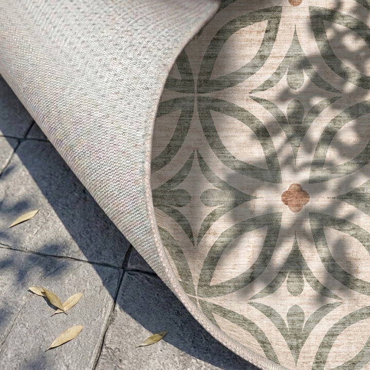 Geometrisch buitenkleed - Mosaic Petal Groen