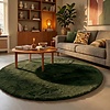 Rond Hoogpolig vloerkleed - Comfy Supreme Groen - thumbnail