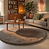 Rond Hoogpolig vloerkleed - Comfy Supreme Taupe - thumbnail