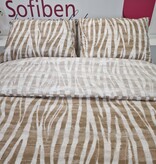 Sofiben dekbedovertrek met doorlopende rits over 3 zijden,  Safari  Bruin,  afm.  240 x 220 cm met 2 kussenslopen