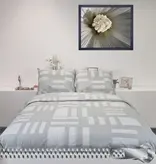 Sofiben dekbedovertrek met doorlopende rits over 3 zijden,  Tetris Grijs, katoenmenging,  afm.200 x 220 cm met 2 kussenslopen