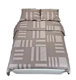 Sofiben dekbedovertrek met doorlopende rits over 3 zijden,  Tetris Taupe, katoenmenging (70% katoen / 30% polyester),  afm.200 x 200 cm  met 2 kussenslopen