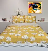 Sofiben, het dekbedovertrek met een doorlopende rits over 3 zijden, dessin Leaves,  afm. 200 x 220  cm. met 2 kussenslopen