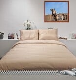 Sofiben, dekbedovertrek met een doorlopende rits over 3 zijden, hotellinnen Camel, afm 240 x 220 cm, 300TC katoensatijn met 2 kussenslopen
