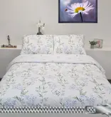 Sofiben dekbedovertrek met doorlopende rits over 3 zijden, Lindsey Blue afm.  140 x 220 cm, katoenmenging (70% katoen / 30% polyester) met 1 kussensloop.