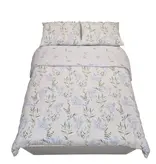 Sofiben dekbedovertrek met doorlopende rits over 3 zijden, Lindsey Blue afm.  140 x 220 cm, katoenmenging (70% katoen / 30% polyester) met 1 kussensloop.