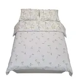 Sofiben dekbedovertrek met doorlopende rits over 3 zijden, Lindsey Blue afm.  140 x 220 cm, katoenmenging (70% katoen / 30% polyester) met 1 kussensloop.