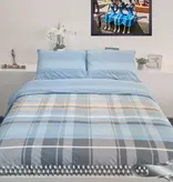 Sofiben dekbedovertrek met doorlopende rits over 3 zijden, Checks Blue,  katoenmenging, afm. 140 x 220 cm met 1 kussensloop.