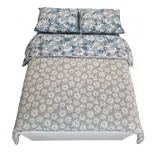 Sofiben dekbedovertrek met doorlopende rits over 3 zijden, Chrysante, katoenmenging, afm. 140 x 220 cm met 1 kussensloop.