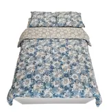 Sofiben dekbedovertrek met doorlopende rits over 3 zijden, Chrysante, katoenmenging, afm. 160 x 220 cm met 1 kussensloop.