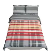 Sofiben dekbedovertrek met doorlopende rits over 3 zijden, Checks Red, katoenmenging, afm. 240 x 220 cm met 2 kussenslopen