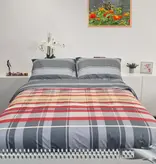 Sofiben dekbedovertrek met doorlopende rits over 3 zijden, Checks Red, katoenmenging, afm. 260 x 220 cm met 2 kussenslopen