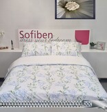 S.ofiben dekbedovertrek met doorlopende rits, dessin Lindsey Blue, afm.  240 x 220 cm met 2 kussenslopen