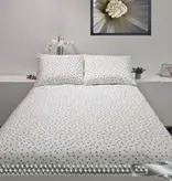 Sofiben dekbedovertrek met rits Polka Dots, wit/ grijze noppen, 140 x 220 cm,  300TC katoensatijn , 1 kussensloop