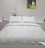 Sofiben dekbedovertrek met rits, Polka Dots, wit/ petrol noppen, 140 x 220 cm, 300TC katoensatijn
